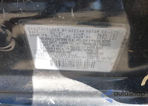 2021 Nissan Versa S Xtronic Cvt z USA, uszkodzony, nr VIN 3N1CN8DV8ML857987